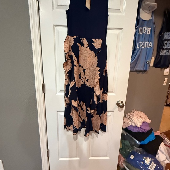 BTFBM Women's Navy Floral Sleeveless Midi Dress - Picture 3 of 3